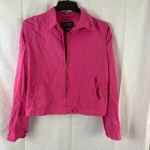 Lauren Ralph Lauren 100% Silk Jacket Full Zip Barbie Pink Womens Large